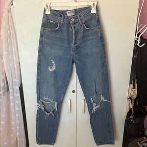 Agolde Ripped Denim Jeans in Blue